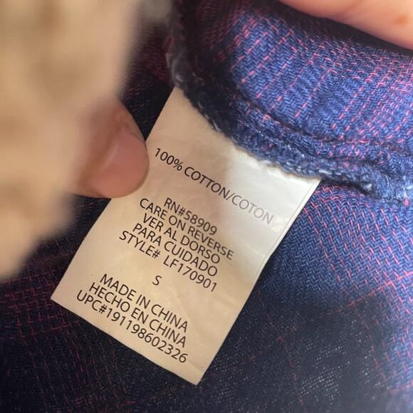 GB Womens Top Size S Blue Plaid Long Sleeve V-Neck Casual Pullover Blouse - Picture 4 of 12